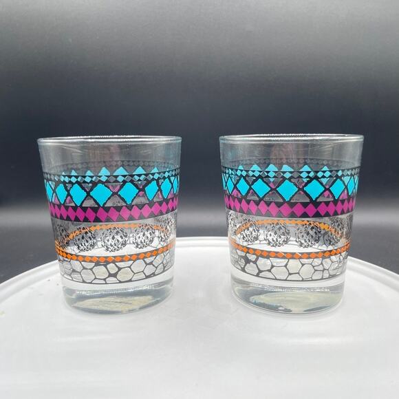 IKEA Murkla Multi-Colored Cocktail Old-Fashioned Whiskey Glasses - Set of 2 - Picture 2 of 9